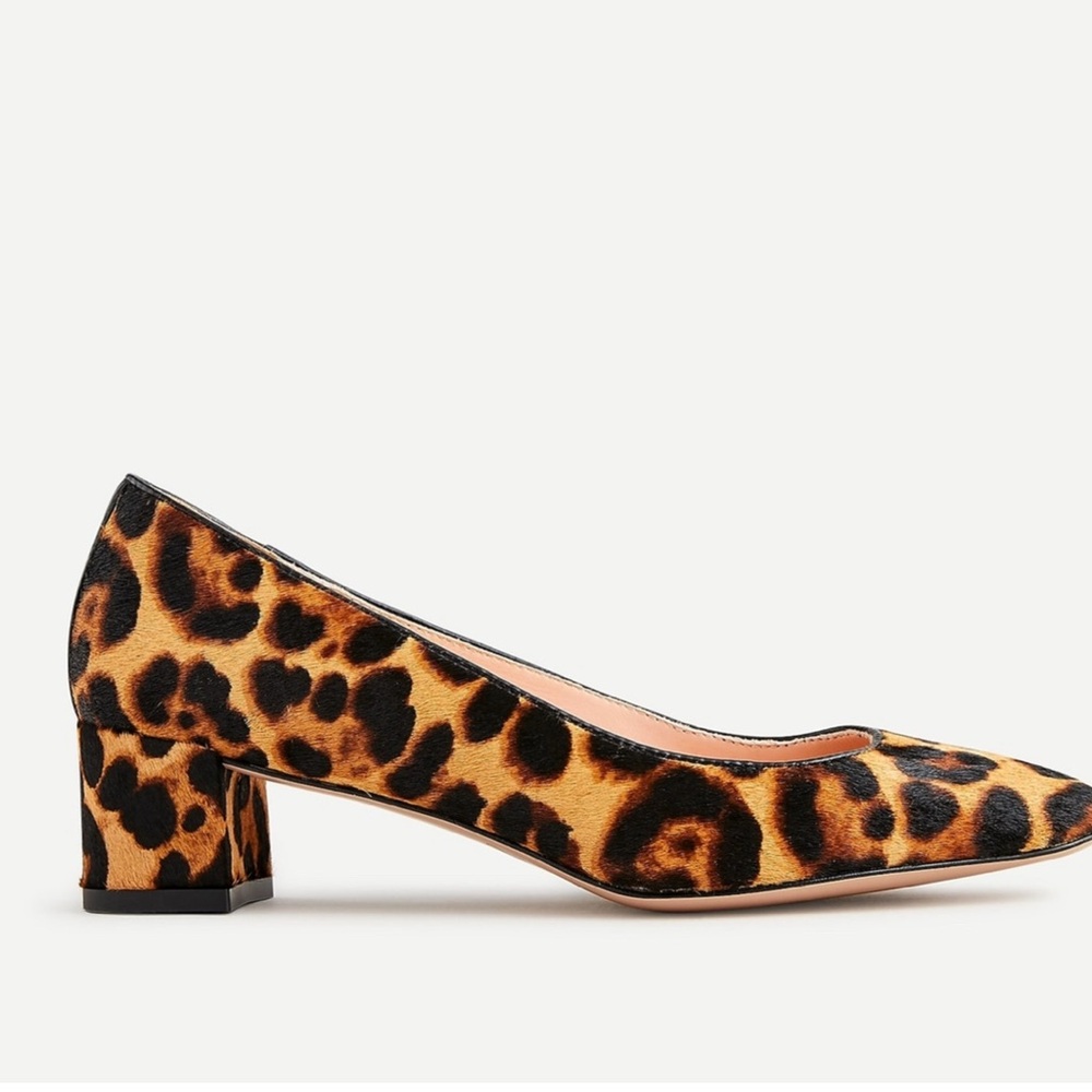 J.Crew Kate Block Heel Pumps in Leopard Calf Hair- NIB- Mahogany- Size 9.5 - Picture 2 of 10